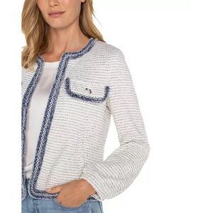 Liverpool Women's Collarless Frayed Edge Boucle Jacket Size XL NWT